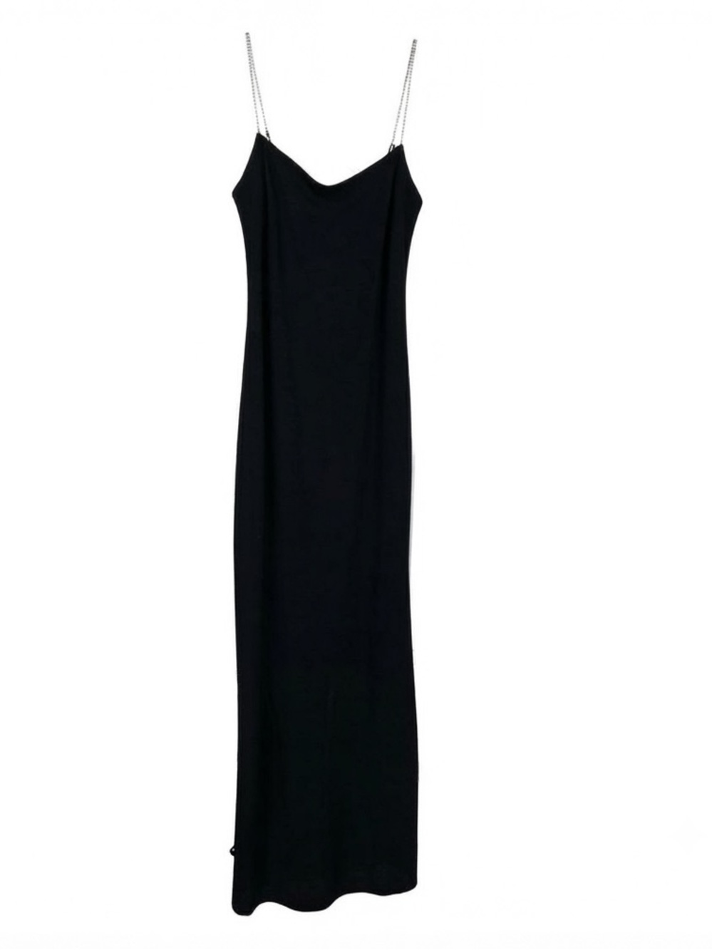 Chetta B Evening Black Rhinestone Strap V-Neck Gown Size 6
